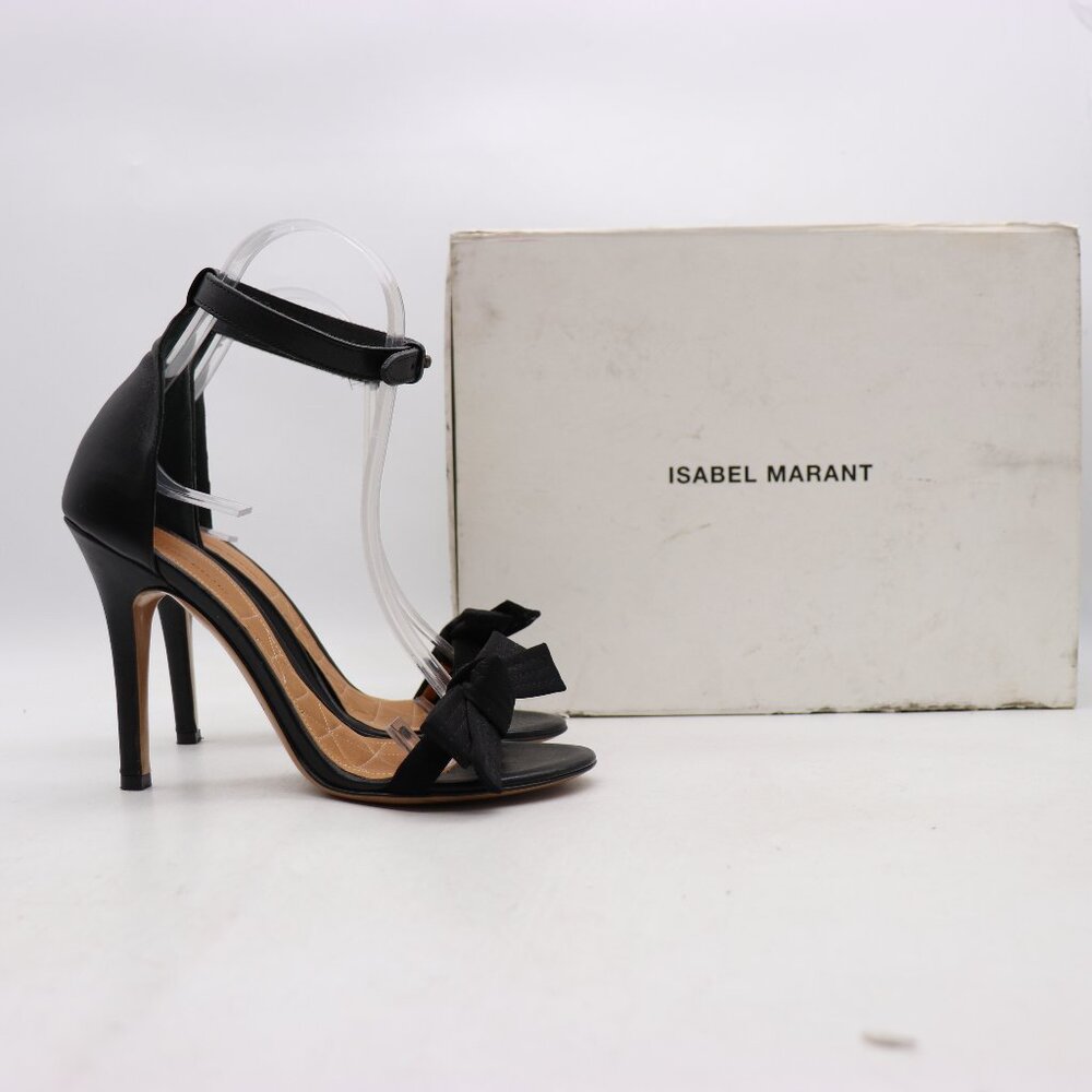 Isabel Marant Velvet Leather Ki Gong Pump Women's Size EU 37 Black High Heels - Picture 1 of 11